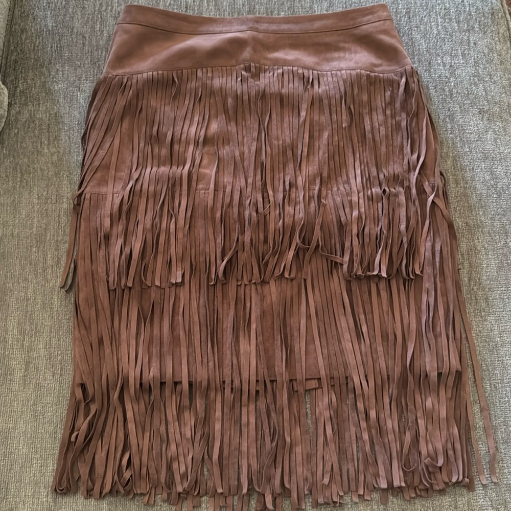BCBG Maxazria Toffee Fringe Rashell Skirt, Size 8
